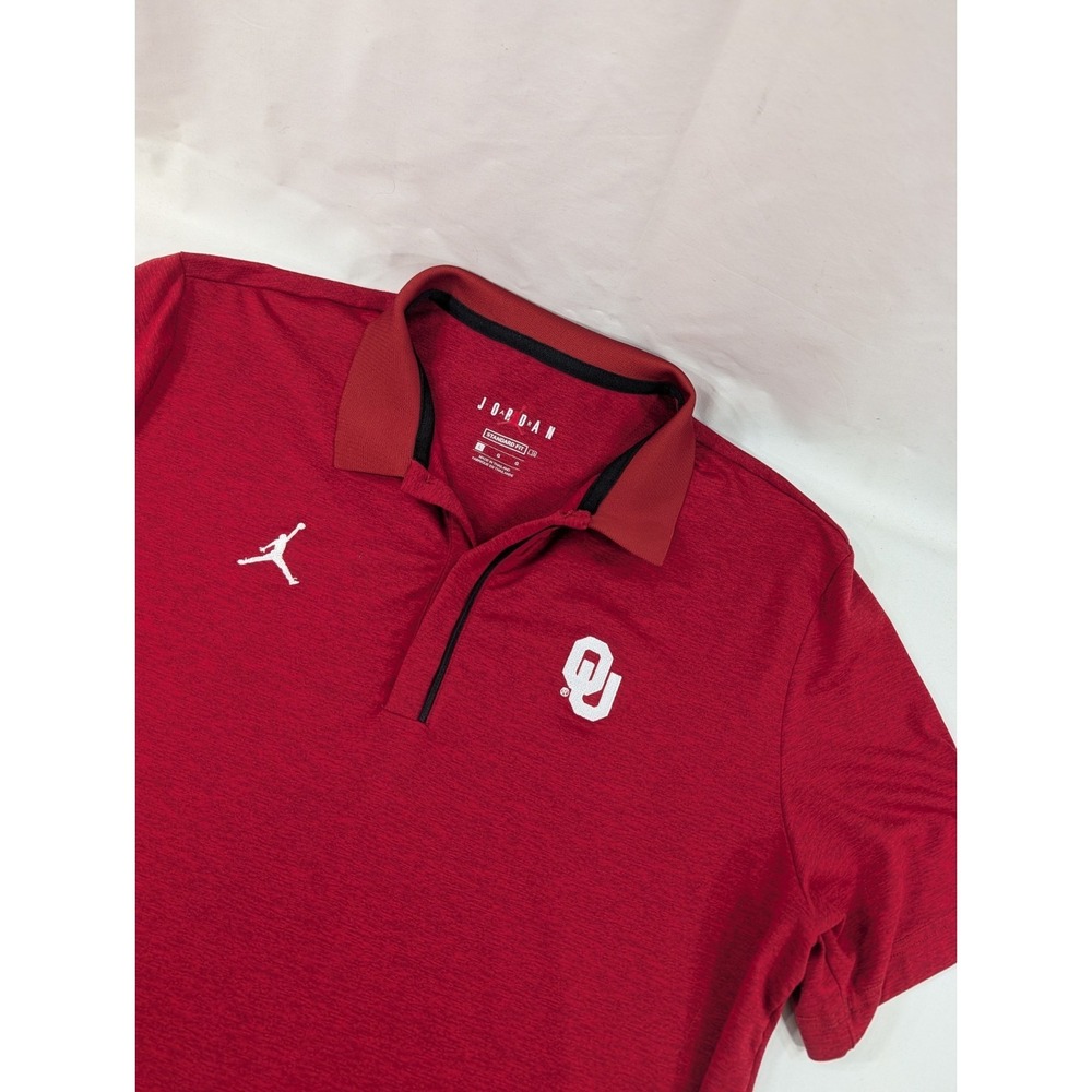 Oklahoma Sooners Nike Air Jordan Polo Shirt Mens Large‎ Red Hearhered Basketball